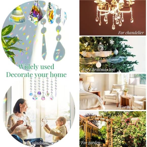 Sun Catchers with Crystals, 7 Pcs Hanging Crystals Suncatchers for Windows - Picture 6 of 7